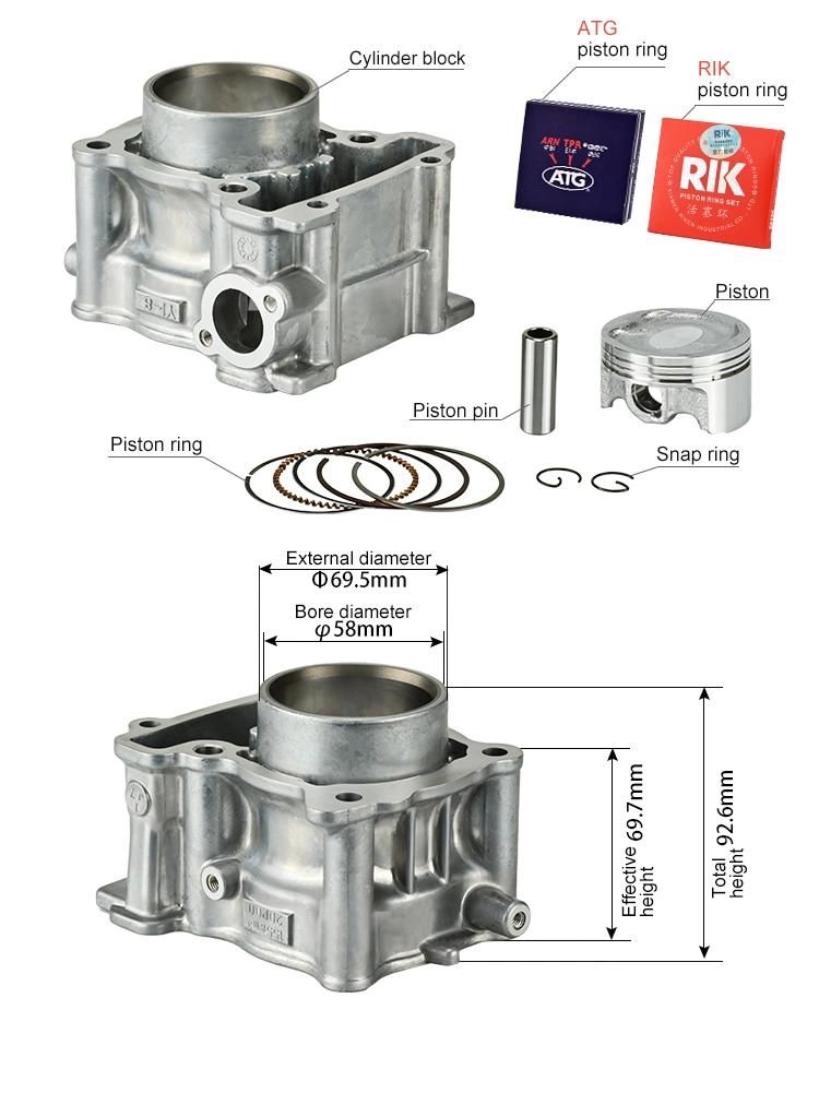 58mm 155cc N-MAX engine assembly spare parts aluminum piston ring motorcycle cylinder liners single block kits for YAMAHA