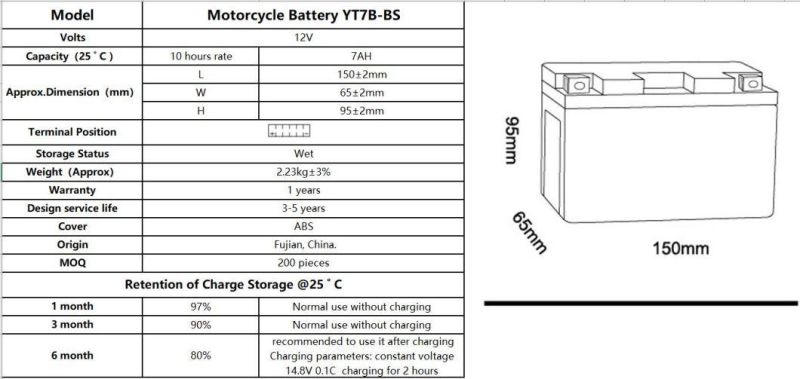 TCS Sealed Maintenance Free Motorcycle Battery YT7B-BS