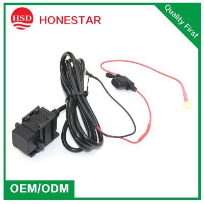 12V 24V Motor Charger Dual USB Output 3.1A Quick Charging Can Connection Cable