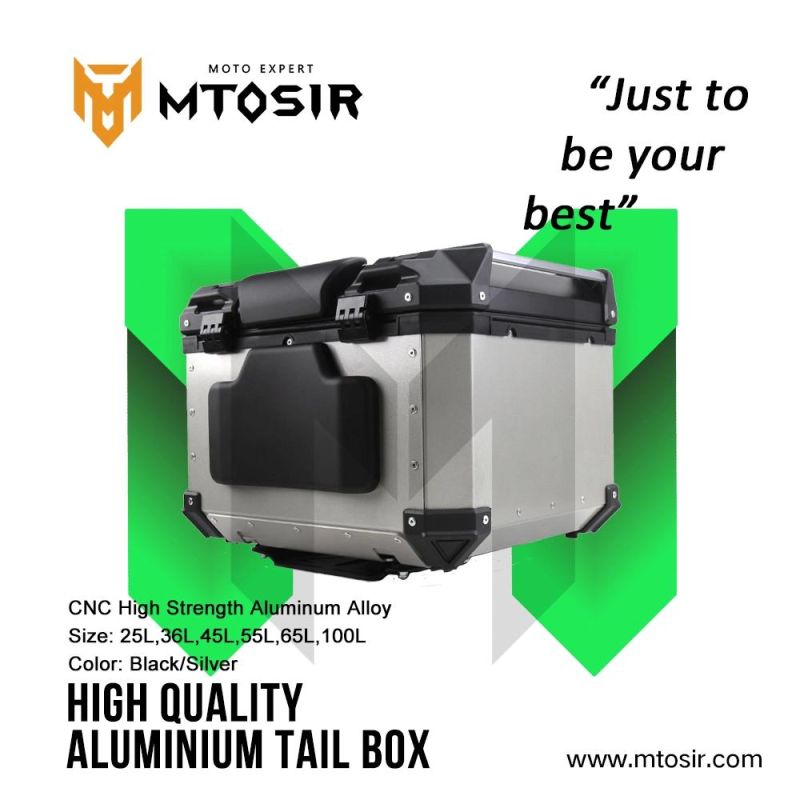 Mtosir High Quality Aluminium Alloy Tail Box Universal Thicken Short Handle Motorcycle Box 25L 36L 45L 55L 65L 100L Black Silver Waterproof Rear Box Luggage Box