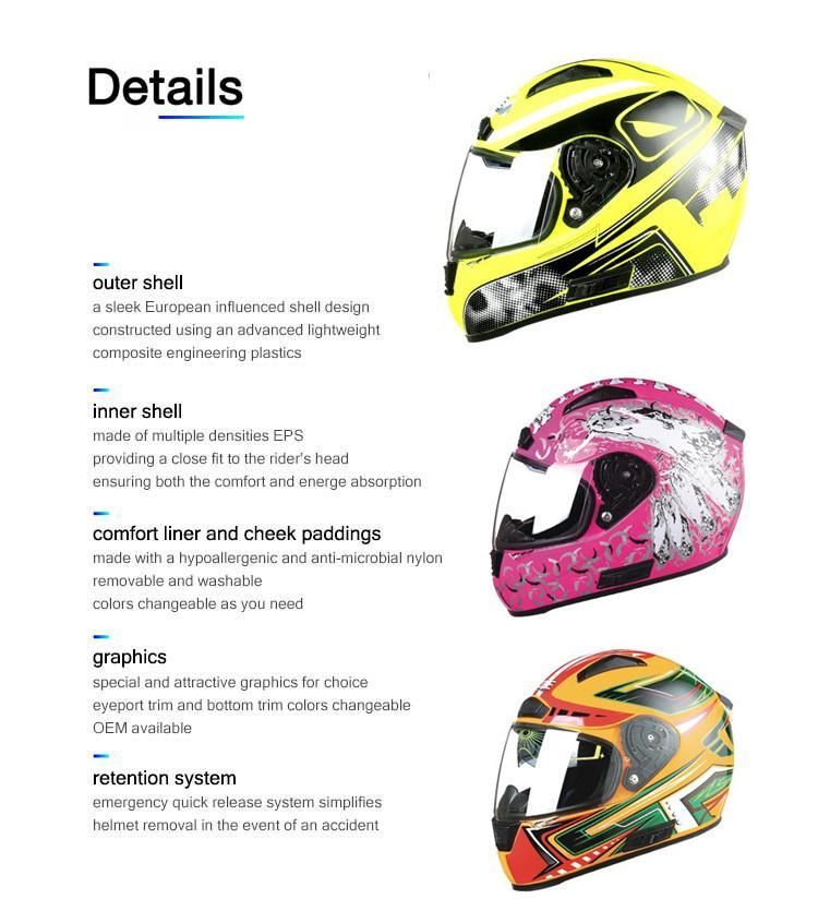 Men′s Full Face Motorcycle Helmets Road Safest Helmet