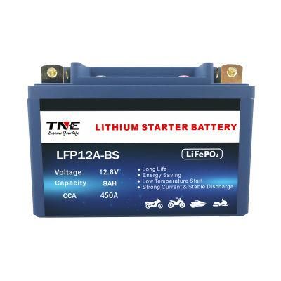 Rechargeable 12V 8ah 450CCA LiFePO4 Lithium Ion Motorcycle Starter Battery Pack
