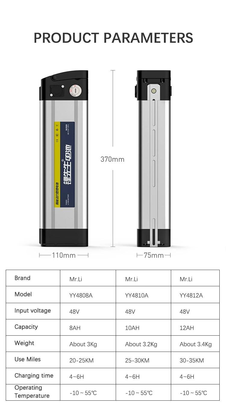 Motorcycle Lithium-Ion 48V 15ah Battery Pack Electric Vehicle Battery