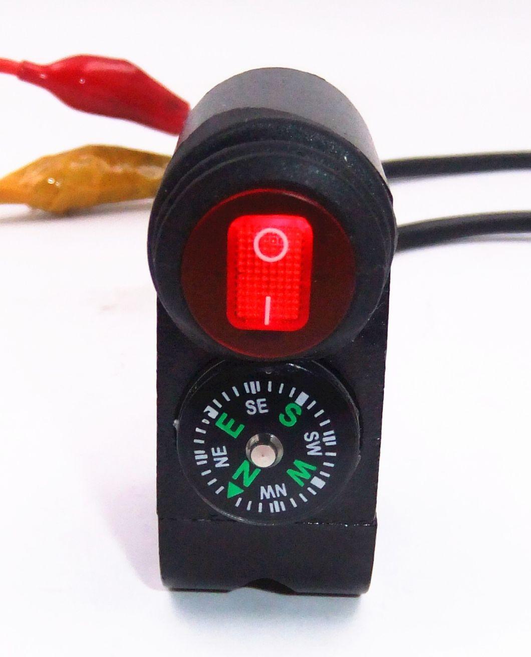 Motorcycle Waterproof Handlebar Rocker Switch Push Button Switch with LED and Compass