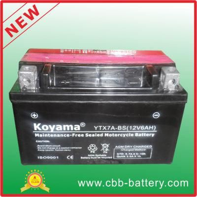 High Performance Dry Charge Motorcycle Battery Ytx7a-BS 12V7ah