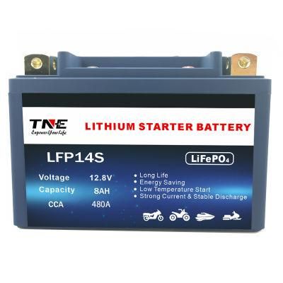 Rechargeable 12V 8ah 480CCA Lithium Ion LiFePO4 Motorcycle Battery Pack with BMS