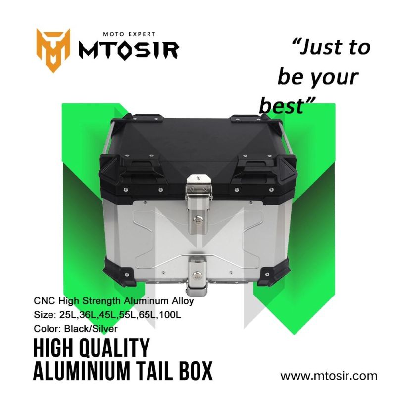 Mtosir High Quality Aluminium Alloy Tail Box Thicken Long Handle Universal Motorcycle Box 25L 36L 45L 55L 65L Black Silver Waterproof Rear Box Luggage Box