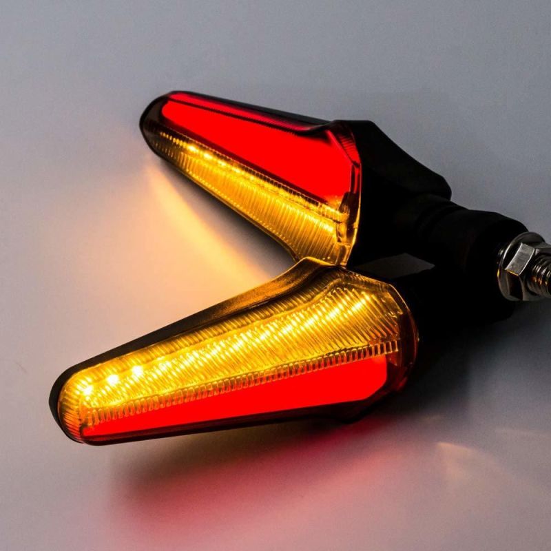 Motorcycle LED Turn Signal Lights Universal Indicator Blinker Amber Motorbike Lamp Bendable Flashing Yellow Tail Lights