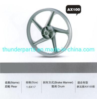 High Quality Motorcycle Aluminum Rim Complete Alloy Wheel for Ax100 1.6-17