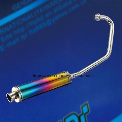 Motorcycle Parts Gn125 Modified Roundtail Colorful Stainless Steel Racing Muffler