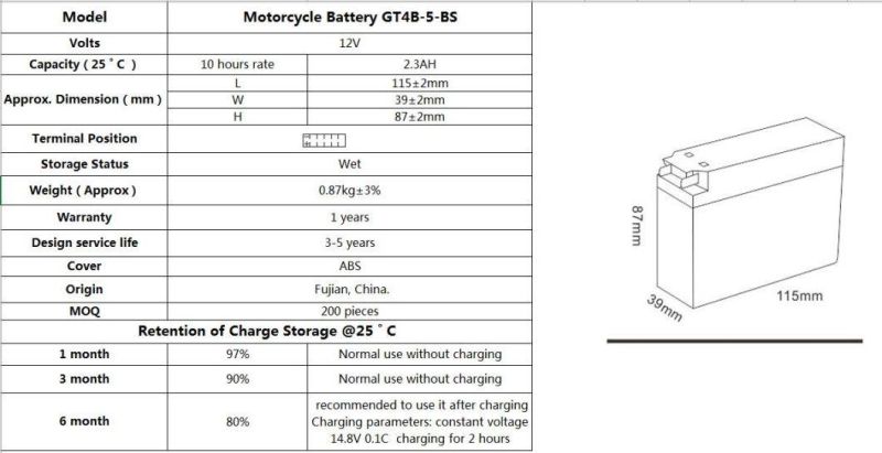 12V 2.3AH TCS Sealed Maintenance Motorcycle Battery for Common motorcycle