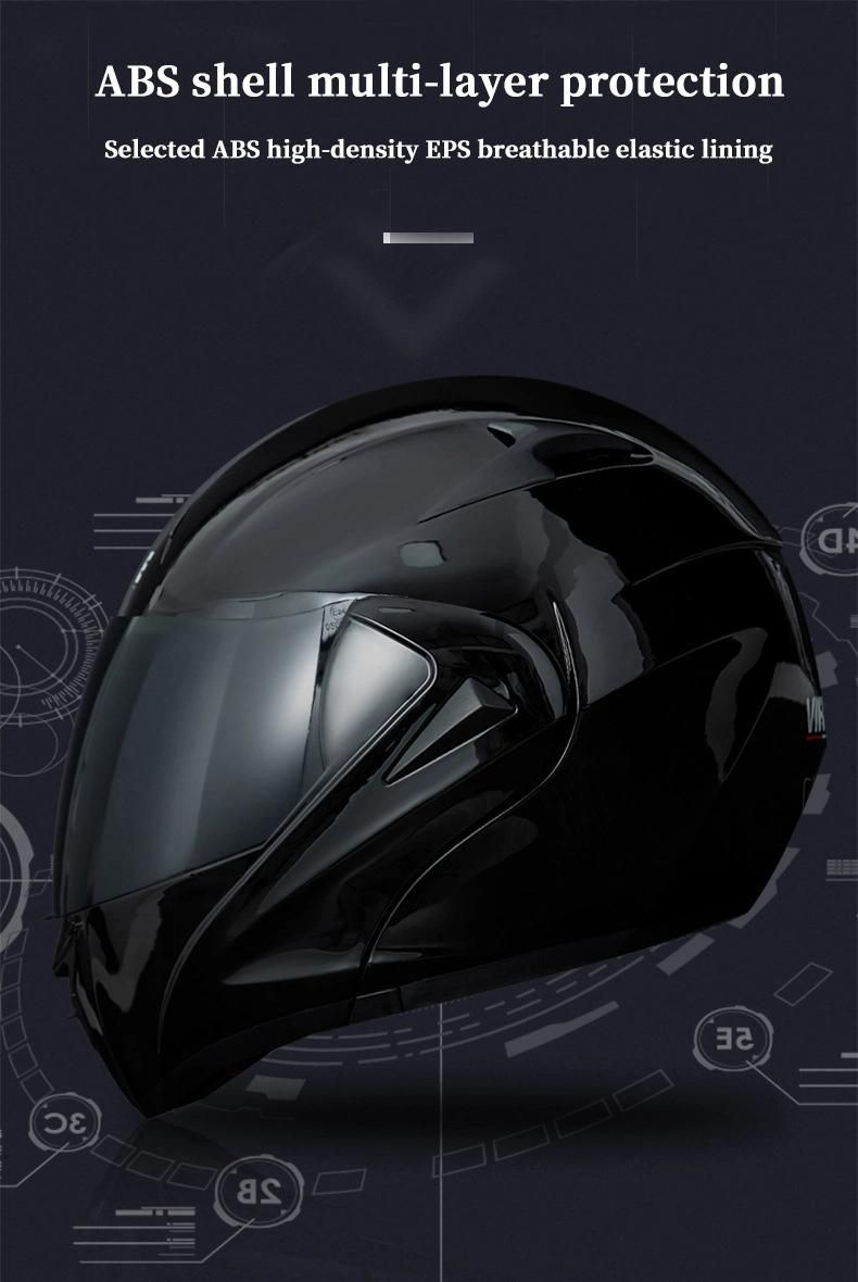 Factory Hot Sale Bluetooth Bright Black Silver Plated Mirror Predator Motorcycle Helmet off-Road Racing Motorcycle Helmetopen Motorcycle Helmet