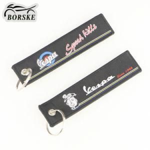 Borske Wholesale Polyester Fiber Embroidered Key Chain Holder Strip Key Ring for Vespa Accessories