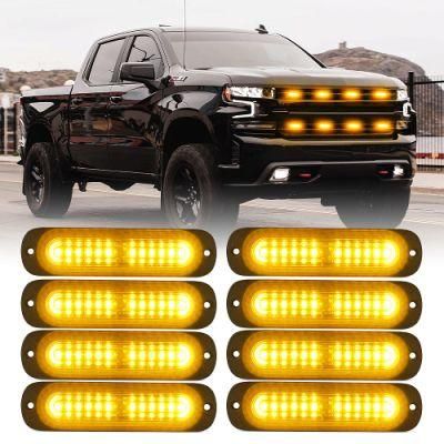 Amber 12 LED 8PCS High Brightness Waterproof Flashing Warning Light