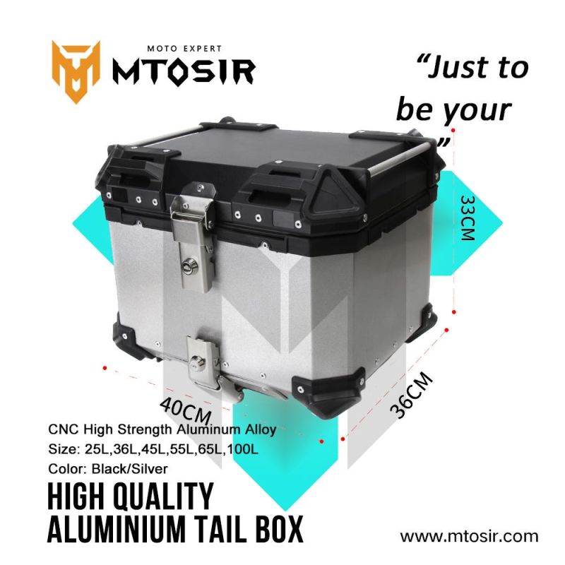 Mtosir High Quality Aluminium Tail Box Universal Aluminium Alloy Motorcycle Box 25L 36L 45L 55L 65L 100L Black Silver Waterproof Rear Box Luggage Box