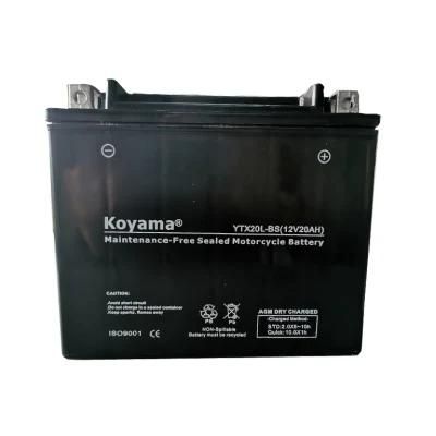 Factory AGM Motorcycle Batteries Ytx20L-BS 12V20ah