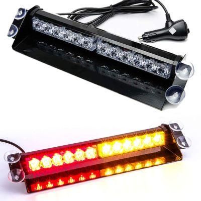 Red&Amber Dual Color Over 38000 Hours Extra Long Use Time 12 LEDs 9 Flashing Modes Visor Strobe Light Bar