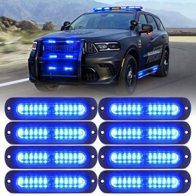 Multi-Piece Wholesale 8*LED Motorcycle Headlight Waterproof Blue Safety Warning Light