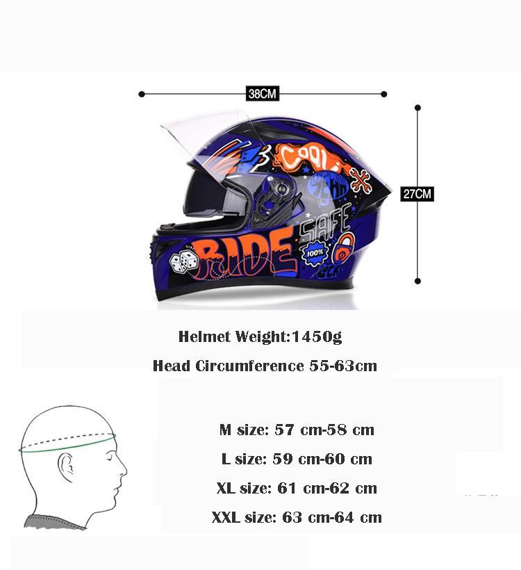 Adult Motocross Motorcycle Street Safety Dual Visor Bicycle Full Face Helmets