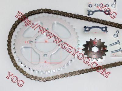 Yog Motorcycle Parts-Sprocket Chain Set 428 for Honda Cg125 Cgl125 Bajaj Bm100 Bm150 Boxer Suzuki En125 YAMAHA Ybr125 Tvs Star Hlx