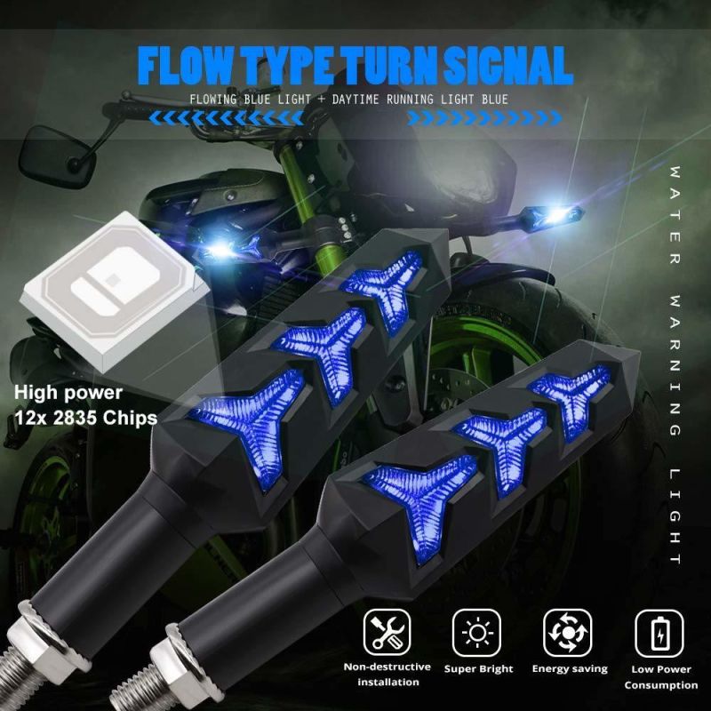 Motorcycle Motorbike Scooter Quad Cruiser off Road Y Shape Indicators Flowing Turn Signal Lights LED Turn Signals 12V 12 LEDs