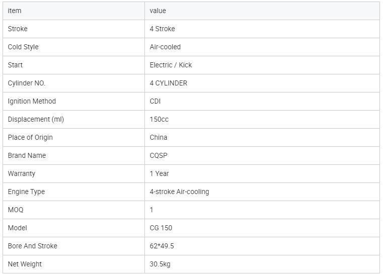 Cqsp Cg 150 Engine Assembly Single Cylinder 4-Stroke Wind-Cooling
