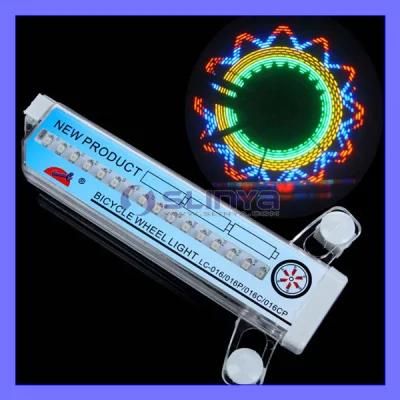 Patent Factory Price Colorful Bicycle Cycling Wheel Spoke Light 16 LED 32 Pattern Waterproof Lamp Warning (LED-626)