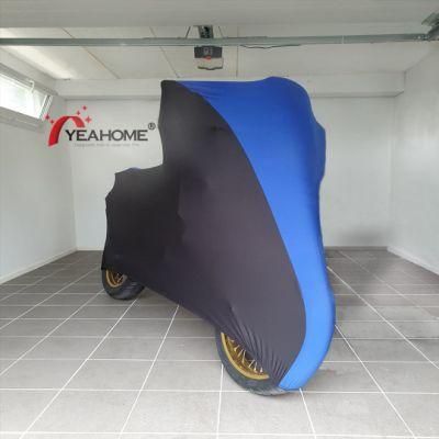 Fleece Soft Elastic Indoor Motorcycle Cover Patchwork Design Dust-Proof Motorbike Cover