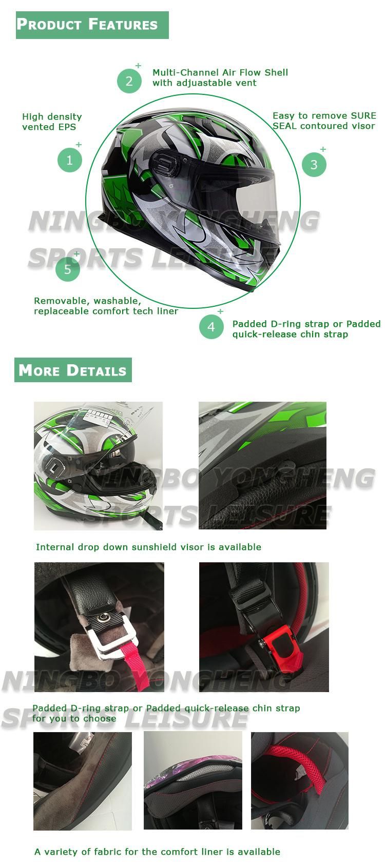 Amazon Hot Sell Single & Double Visor Motorcycle Helmet with ECE & DOT Certification