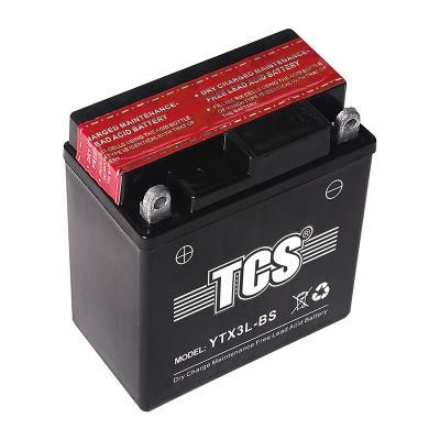 TCS Dry Charged Maintenance Free Motorcycle Battery YTX3L-BS