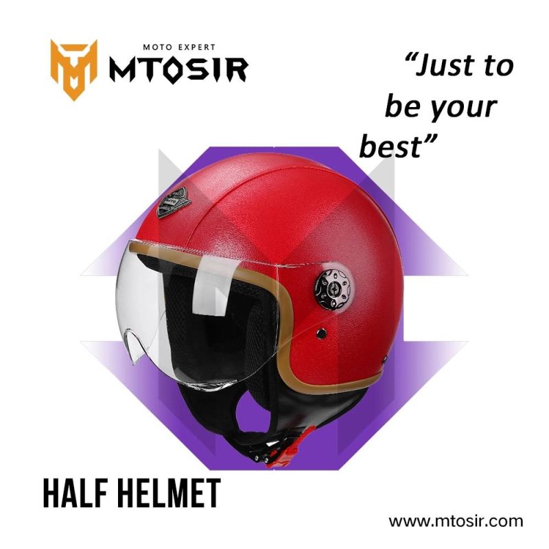 Mtosir Motorcycle Half Face Helmet Universal Four Seasons Multi-Colors White-Red Leather Motorcycle Accessories Adult Full Face Flip Helmet Motorcycle Helmet