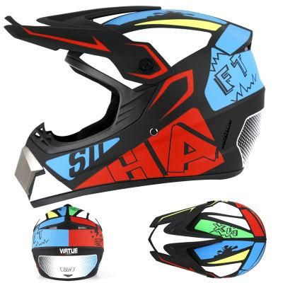 Go Kartoff-Road Helmetcolorful Roulette [Free Three-Piece Set]Electric Motorcycle Helmet Mountain Downhill Race Full Helmet