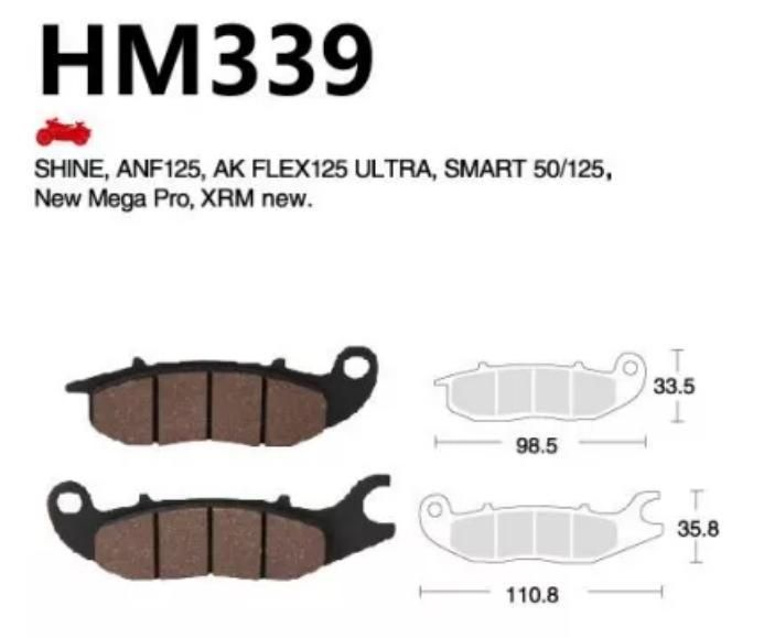 Motorcycle Parts Wholesale Break System Brake Pad Brake Shoe for Shine Anf125 Ak Flex125 Ultra Smart 50/125 Xrm New