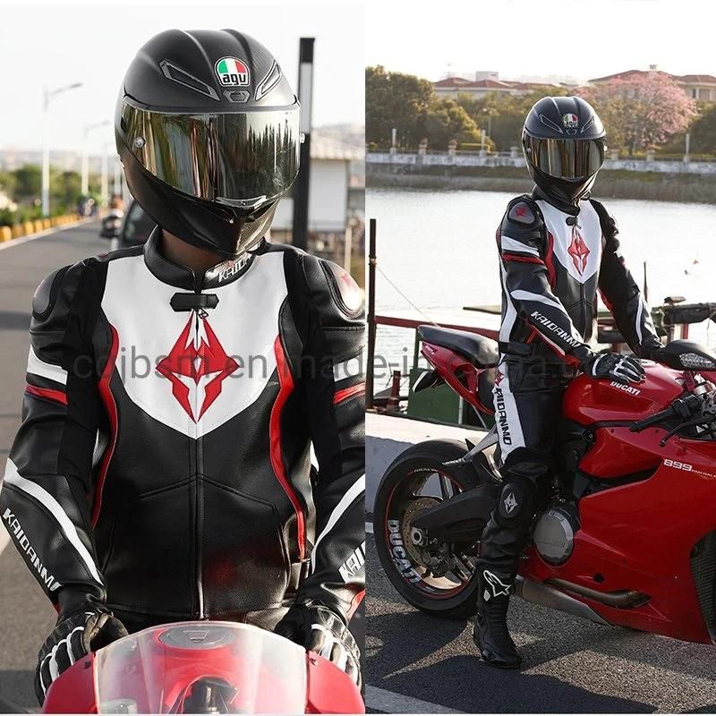 Cqjb Riding Clothing Leather Suit Men and Women Heavy Machine Racing Winter Warm Knight Waterproof and Anti-Fall Motorcycle Clothing