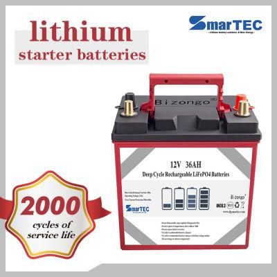 18650 Cell Li-ion 12V 36ah Starter Battery Pack, Fast Charging Battery with BMS, Rechargeable Battery for RV, Camping, Marine, Automobile