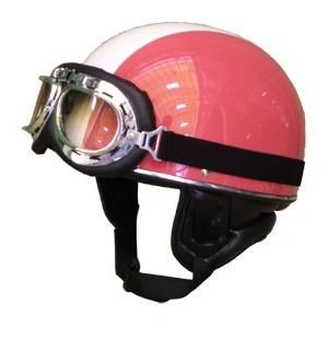 Motorcycle Motorcycle Half Open Face Leather Helmet with Goggles
