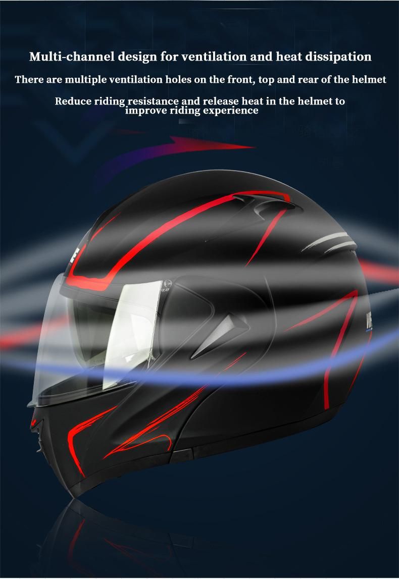 Factory Hot Selling Bluetooth Sub Blue Lightning Tea Mirrorarai Helmet Motorcyclemotorcycle Helmet Light Barmotorcycle Helmet Point Approved