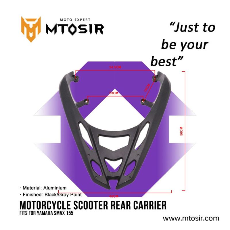 Mtosir Motorcycle Rear Carrier YAMAHA Smax155 Black/Gray Paint Scooter High Quality Professional Rear Carrier