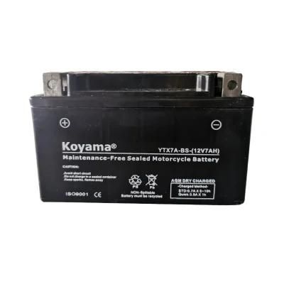 Competitive Price 12V 7ah Dry Charged Motorcycle Battery Ytx7a-BS