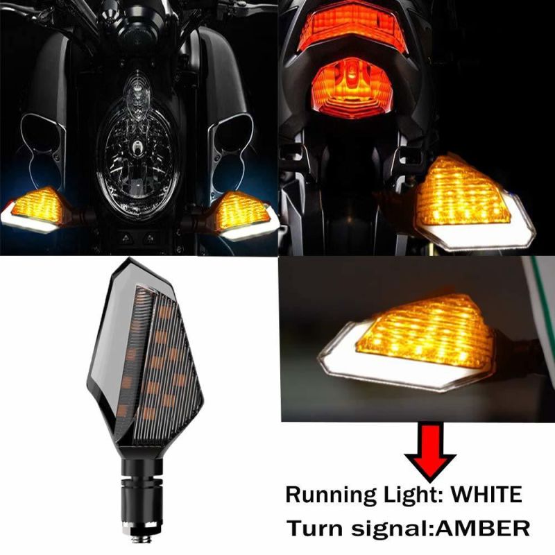 Turn Signal Modified LED Double Color Motorcycle LED Turn Single Running Lights 12 Mouths 50000 Hours ABS Acrylic Good Driver