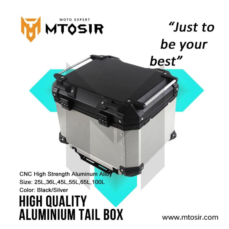 Mtosir High Quality Aluminium Tail Box Universal Aluminium Alloy Waterproof Motorcycle Box 25L 36L 45L 55L 65L 100L Black Silver Rear Box Luggage Box