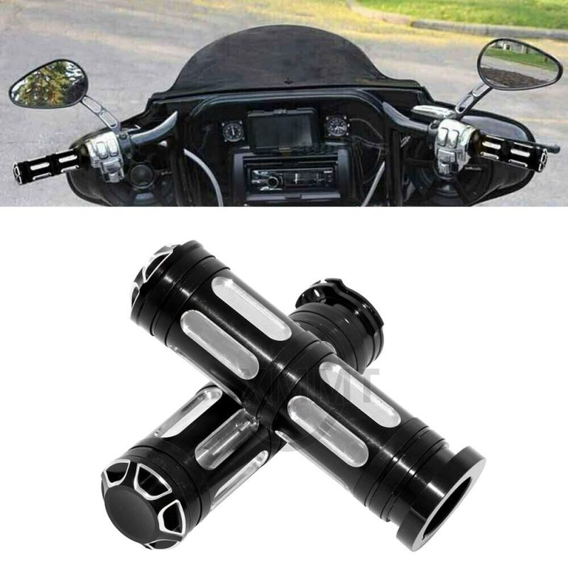 a Pair of Black Aluminum Motorcycle Handle Grips for Harley