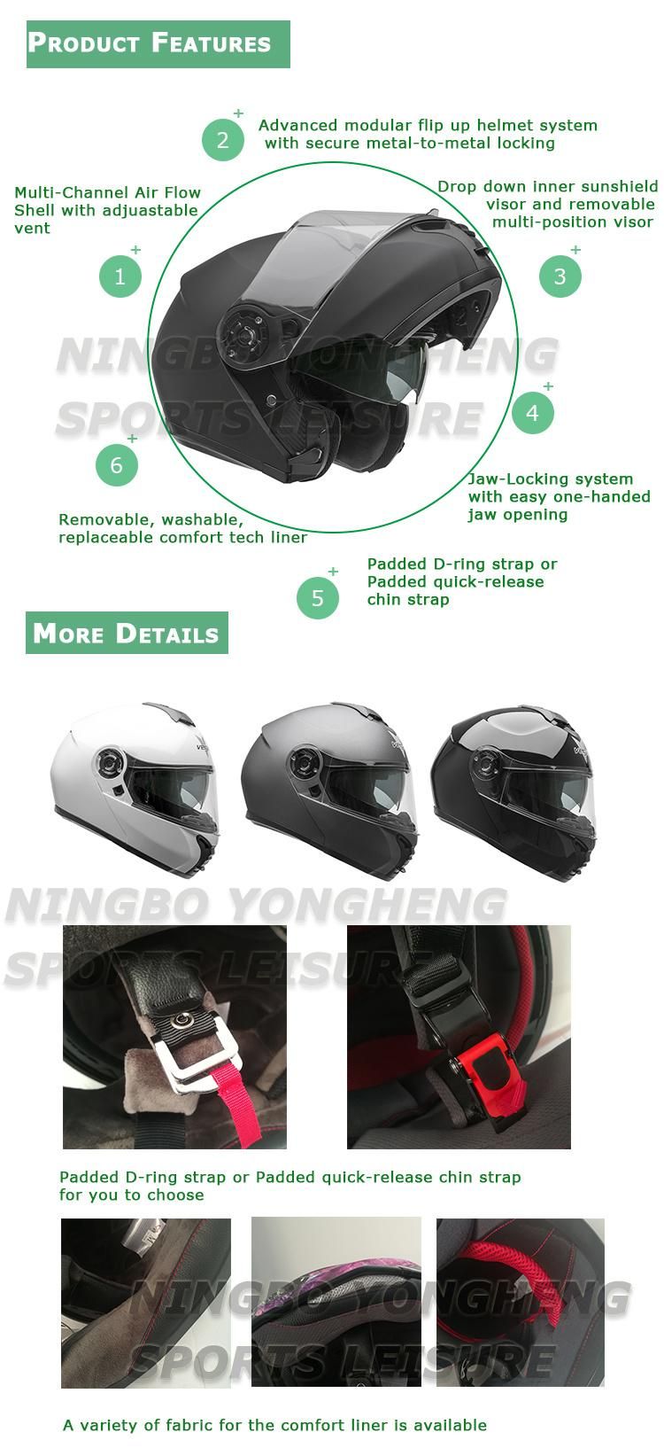 High Quality Gloss White Sunshield Visor Sports Modular Helmet with ECE