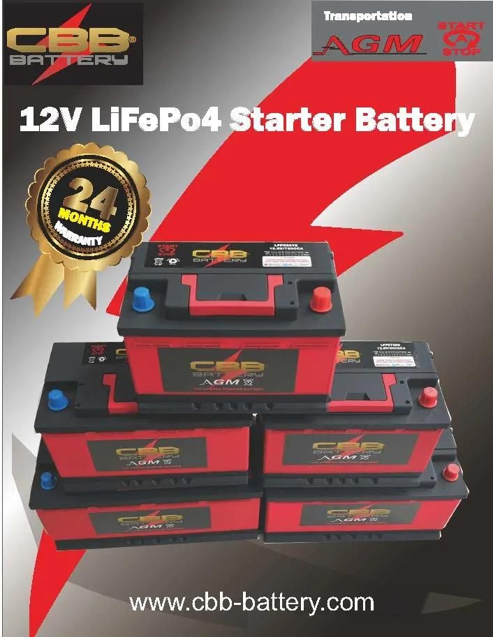 Automotive 12.8V 50ah CCA710 Startup Lithium LiFePO4 Starter Battery 90d26L