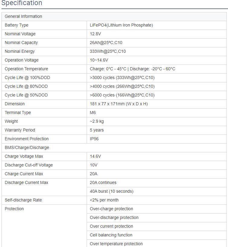 Factory OEM 12.8V 26ah Lithium Phosphate Battery with BMS/ CE /Un38.3/ IEC62133 /MSDS for E-Bike UPS Solar