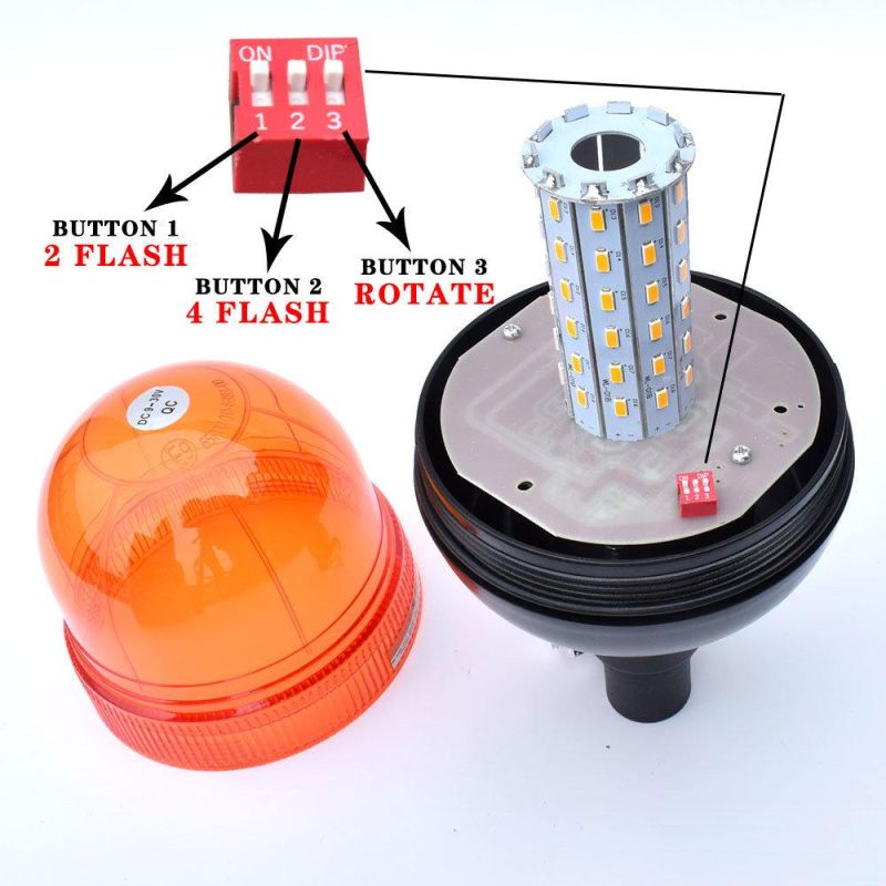 LED Beacon Warning Signal Light Amber Truck Rotating Flash Emergency Strobe Lamp for Forestry Agco/John Deere Tractor