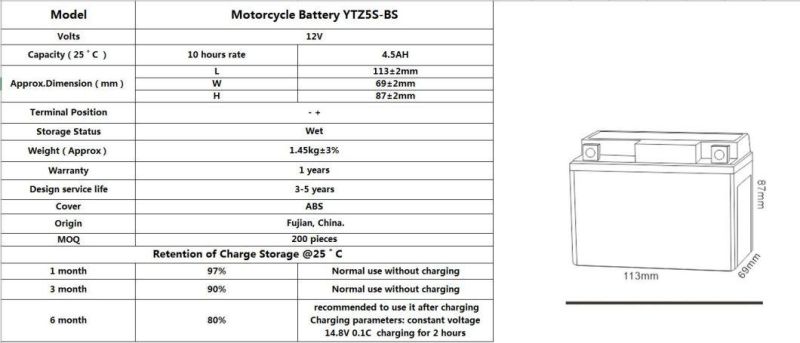 TCS Motorcycle Gel Battery Motorbike GEL-YTZ5S-BS
