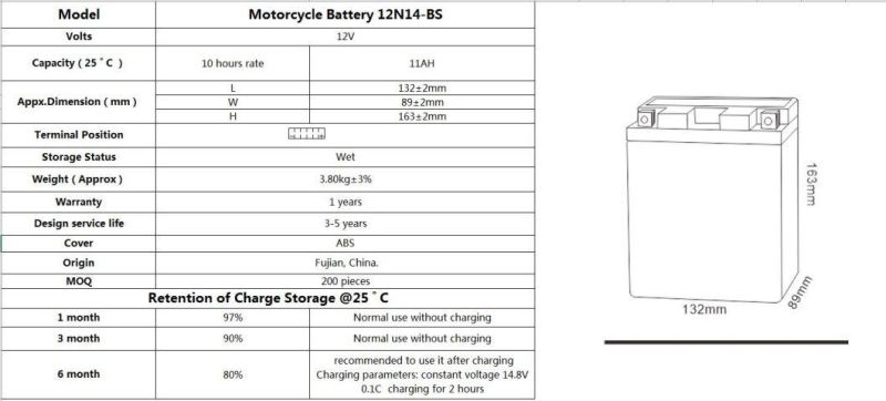 High Quality Battery for 12V 11AH Sealed Maintenance Free Motorcycle Battery for Common Motorcycle