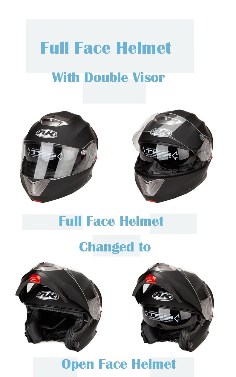 Adult Street ABS Motorcycle Modular Full Face Helmet with Double Visor