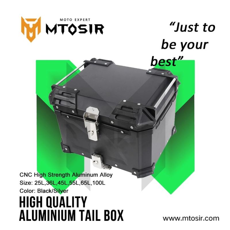 Mtosir High Quality Aluminium Alloy Tail Box Universal Motorcycle Box 25L 36L 45L 55L 65L 100L Black Silver Waterproof Thicken Short Handle Rear Box Luggage Box